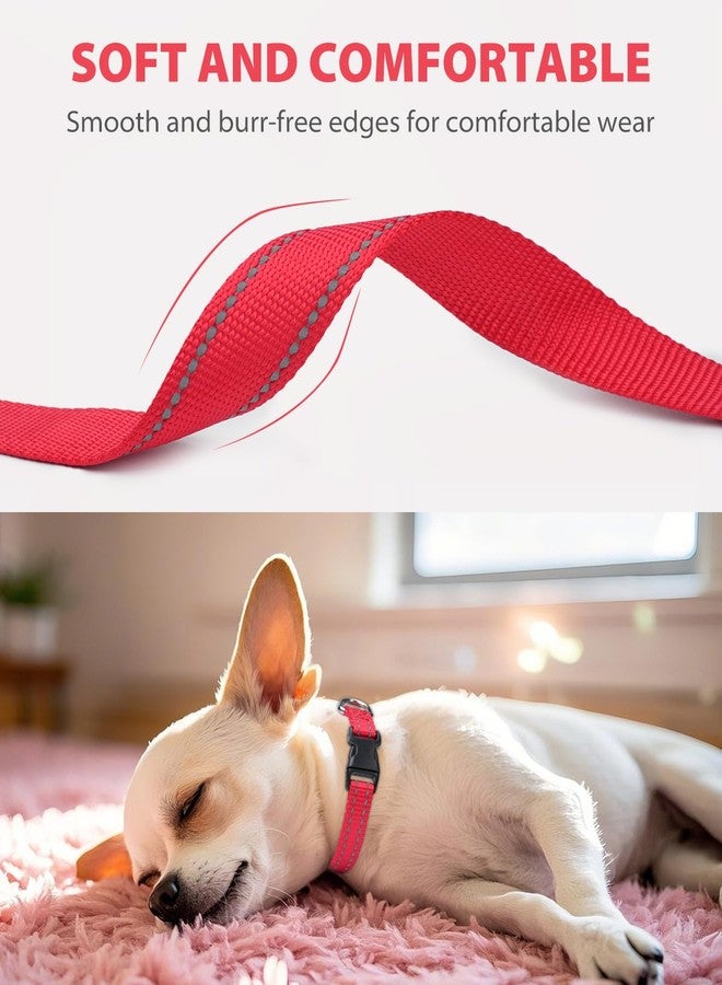 Joytale Small Dog Collar, Reflective and Adjustable Nylon Collar with Quick-Release Buckle, Lightweight No-Choke Design for Puppy and Extra Small Dogs, Red, XS - Image 3