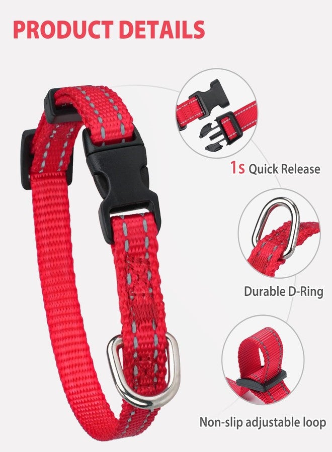 Joytale Small Dog Collar, Reflective and Adjustable Nylon Collar with Quick-Release Buckle, Lightweight No-Choke Design for Puppy and Extra Small Dogs, Red, XS - Image 4