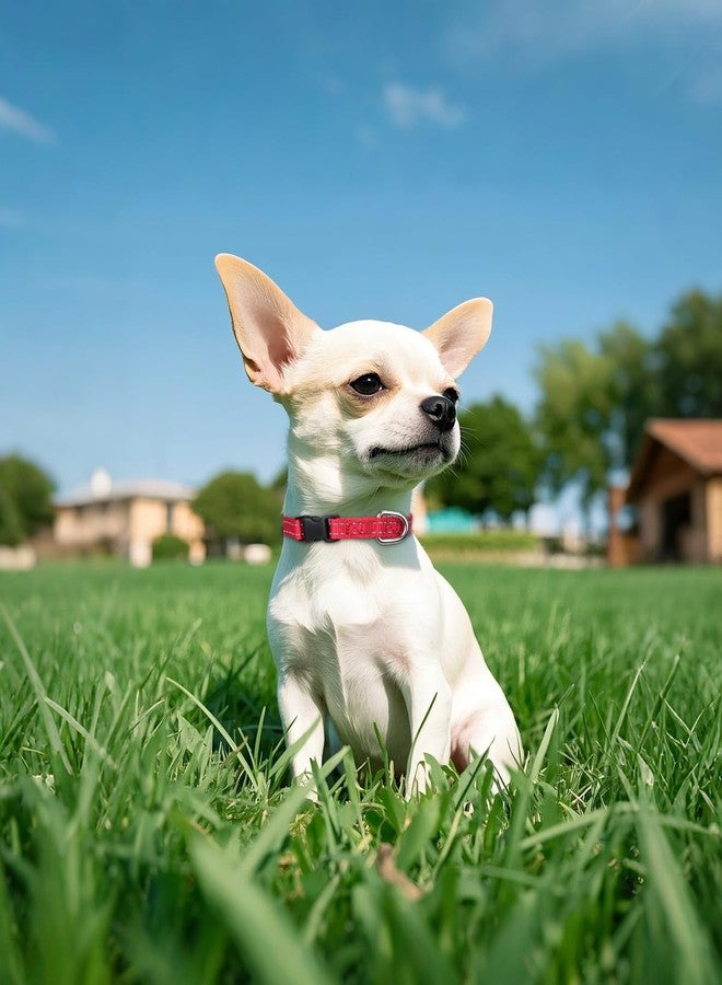 Joytale Small Dog Collar, Reflective and Adjustable Nylon Collar with Quick-Release Buckle, Lightweight No-Choke Design for Puppy and Extra Small Dogs, Red, XS - Image 2