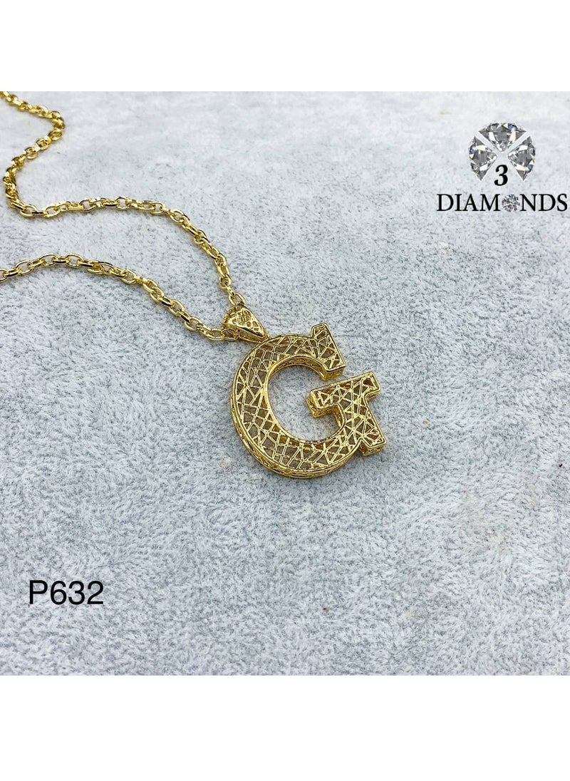 3Diamonds - Elegant Women's High-Quality G-Shaped Pendant Necklace, Gold Plated – Stylish, Durable, Perfect for Gifts and Special Occasions - Image 1