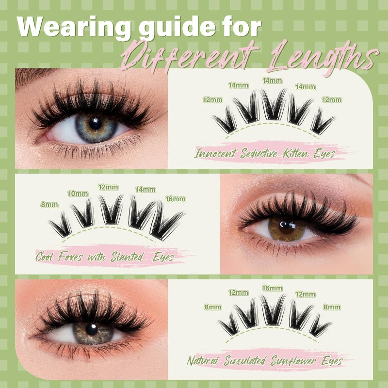 KEYYOU Fairy Wink Lash Clusters Kit Lash Extension Kit D Curl 144Pcs Eyelash Extension Wispy Natural Invisible Band with Waterproof DIY at Home(Fairy Wink-D-8-18MIX) - Image 4
