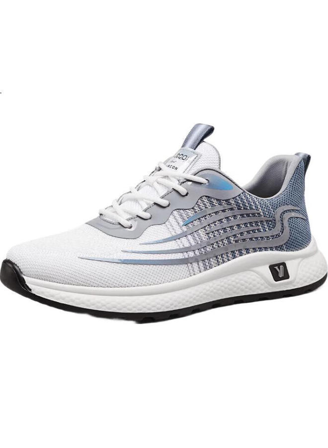 YEARCON Men'S Soft Bottom Mesh Outdoor Flying Woven Coconut Shoes 96279W White/Blue 43 - Image 1