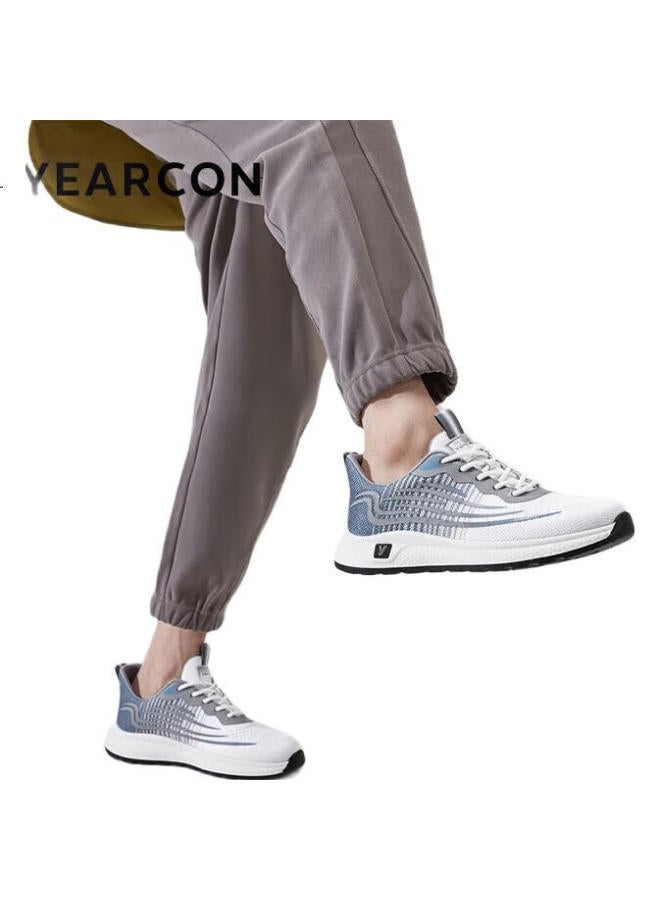 YEARCON Men'S Soft Bottom Mesh Outdoor Flying Woven Coconut Shoes 96279W White/Blue 43 - Image 2