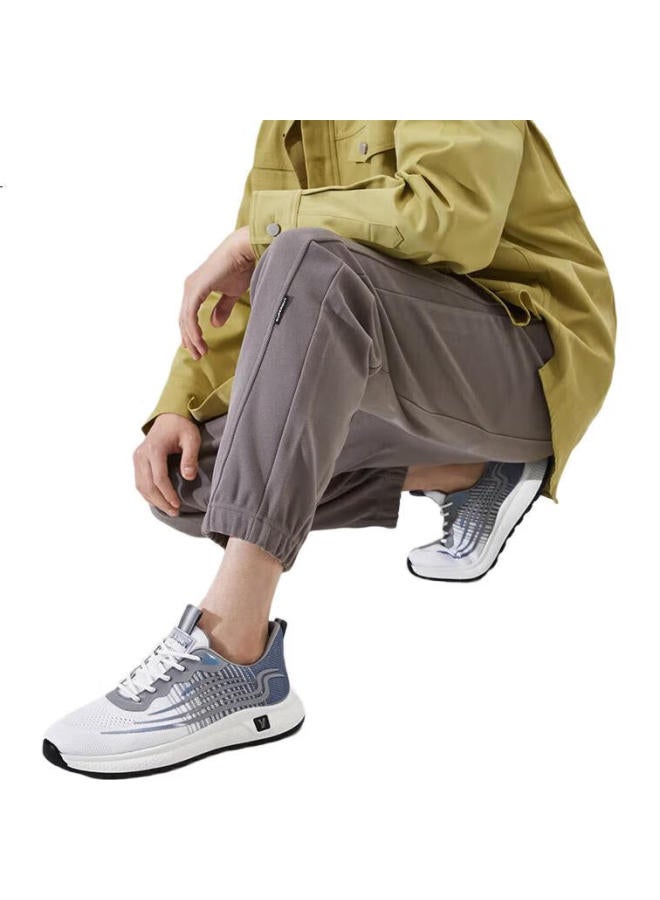 YEARCON Men'S Soft Bottom Mesh Outdoor Flying Woven Coconut Shoes 96279W White/Blue 43 - Image 3