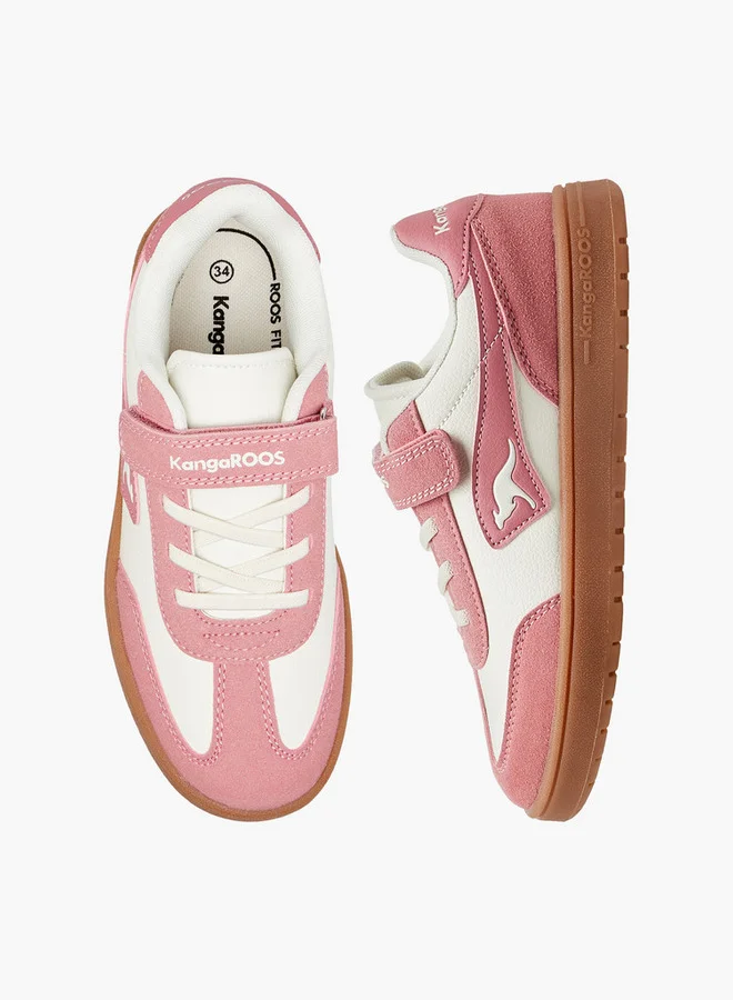 كانغاروس Girls' Panelled Sneakers with Hook and Loop Closure
