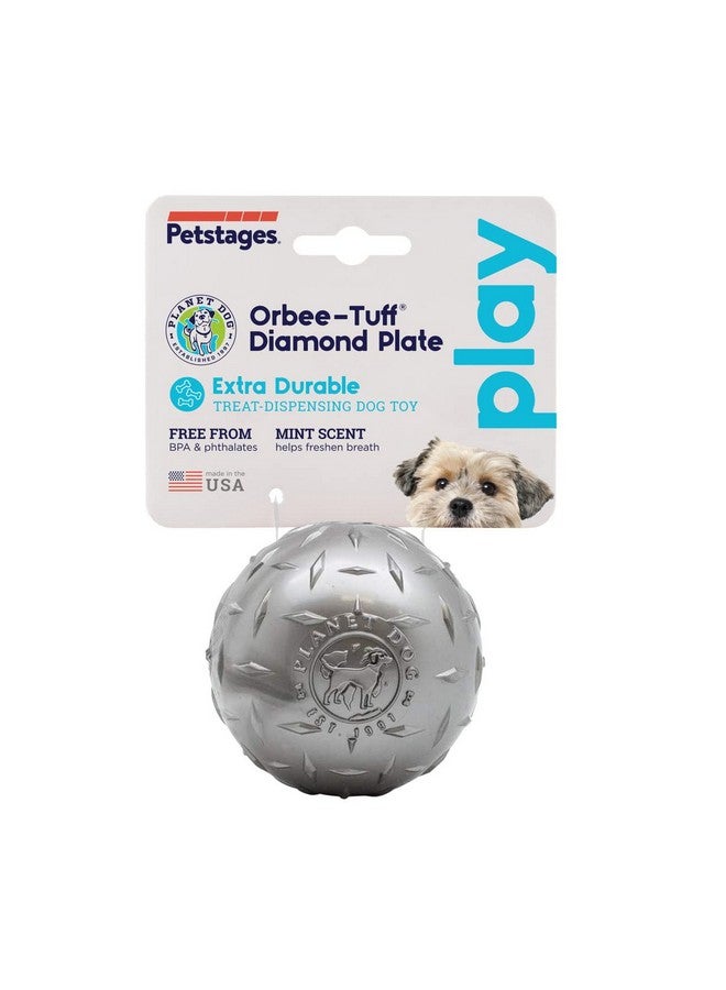 بيتستاجيز لعبة كرة المضغ والإحضار للكلاب من Orbee-Tuff Diamond Plate Ball - لعبة متينة ومتينة للكلاب للمطاردة والاسترجاع والتدريب - 3 بوصات، صغيرة (68787 (رمادي)) - Image 1