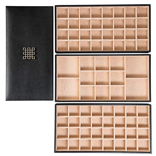 Glenor Co Earring Organizer Tray - 3 Large Stackable Trays with Lid -77 Slot Classic Jewelry Storage Display Case for Drawer or Dresser - Holder for Earring Ring Necklace or Cufflinks - Image 4
