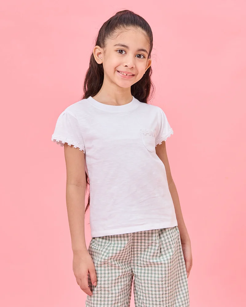 Redtag Girls White Printed T-Shirt