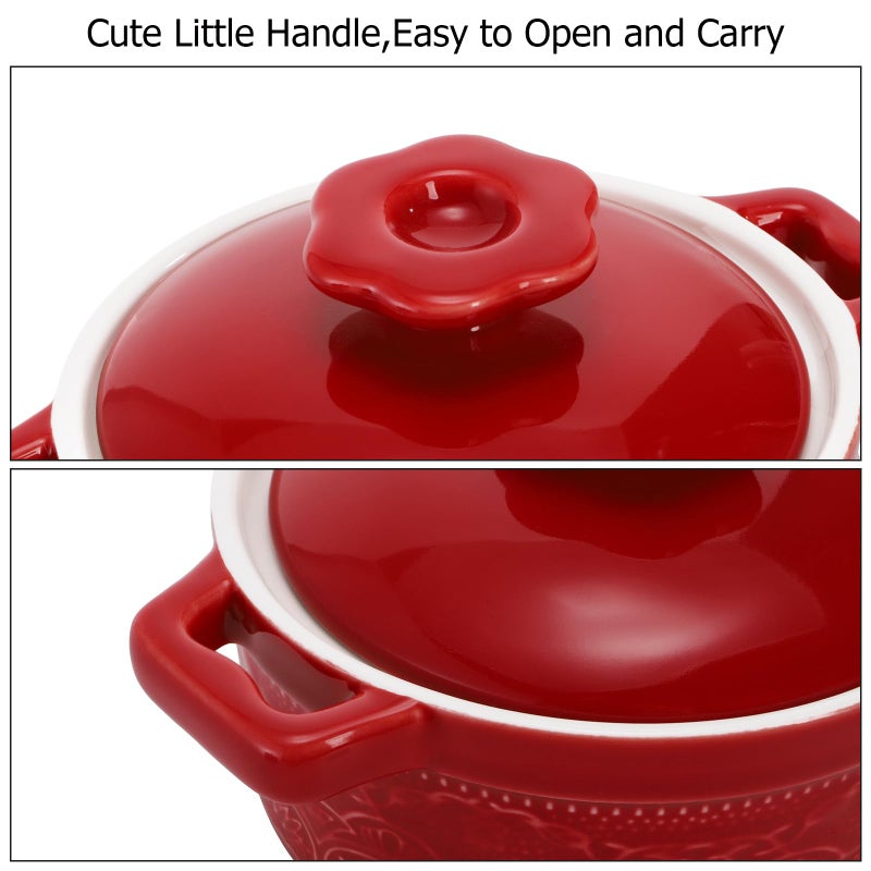 Hacaroa Set of 6 Mini Cocotte with Lid, 8 Oz Ceramic Ramekins with Handles, Small Casserole Dishes Individual Serving Pot for Baking, SoufflÃ©, Soup, Cobbler, Oven Safe, 6 Colors - Image 4