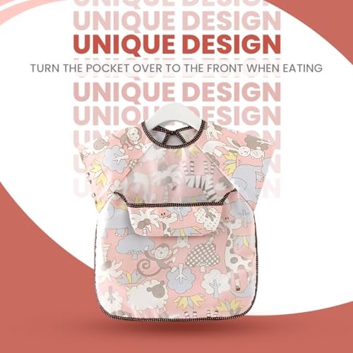 TONY STARK Waterproof Washable Full Sleeves Apron Feeding Bibs with Super Absorbent, Soft, Comfortable & Lightweight for Infants & Baby Toddlers 6+ Months (Dino Snap) - Image 5