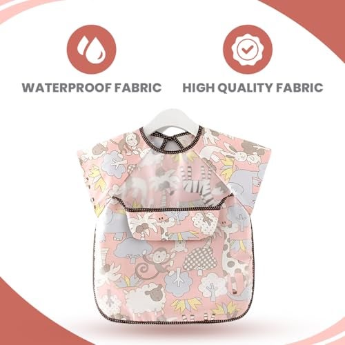 TONY STARK Waterproof Washable Full Sleeves Apron Feeding Bibs with Super Absorbent, Soft, Comfortable & Lightweight for Infants & Baby Toddlers 6+ Months (Dino Snap) - Image 3