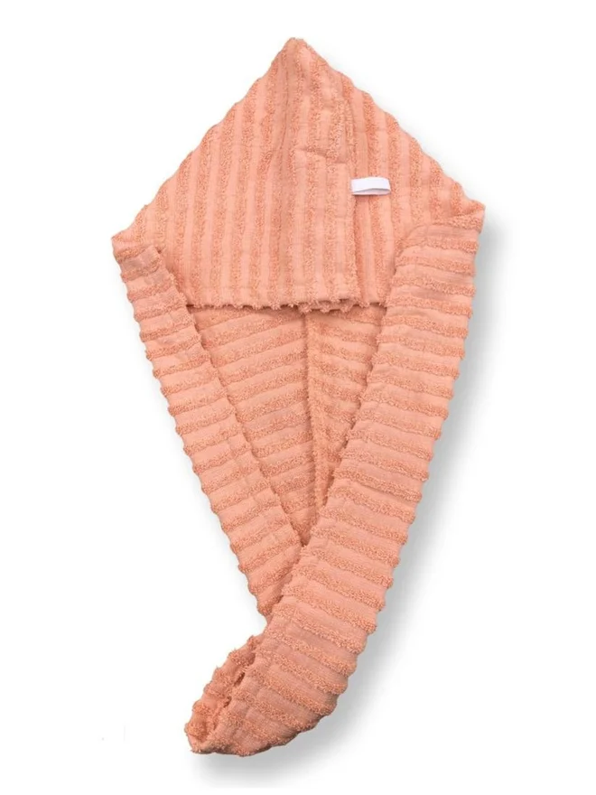 1 تشيس 1CHASE Ribbed Cotton Hair Towel Wrap, Orange
