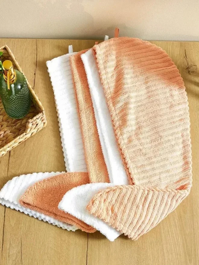 1Chase  1CHASE Ribbed Cotton Hair Towel Wrap, Orange  | Best Price UAE