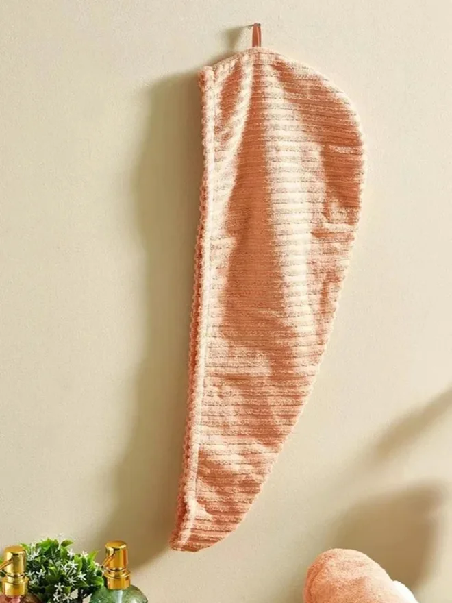 1 تشيس 1CHASE Ribbed Cotton Hair Towel Wrap, Orange