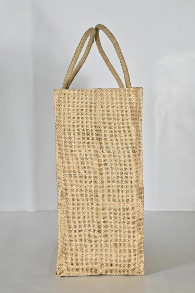 SOMAN Jute Ecofriendly Return Gift Bags Lotus with Zip White Natural Pack of 10 Bags - Image 5