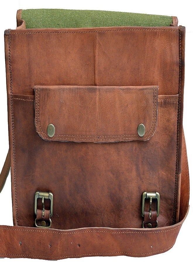 jaald 13" leather messenger bag laptop case office briefcase men computer distressed shoulder bag, Brown, Large, Messenger - Image 3
