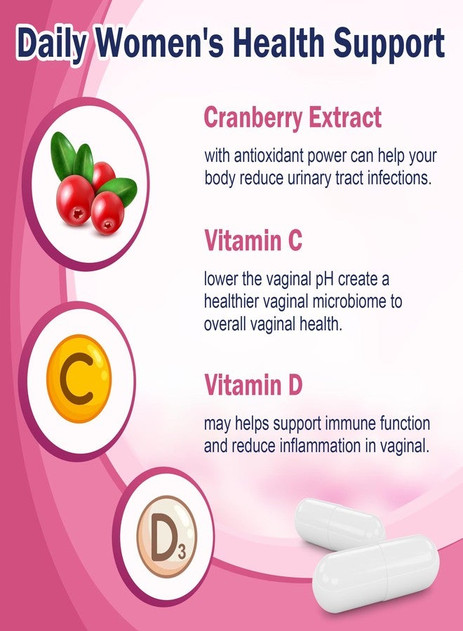NATURE TARGET Vaginal Womens Probiotics, 100 Billion CFUs Probiotics & Prebiotics with Digestive Enzymes, Cranberry & D-Mannose - Supports pH Balance, Odor & Urinary Tract Health - 90 Capsules - Image 4