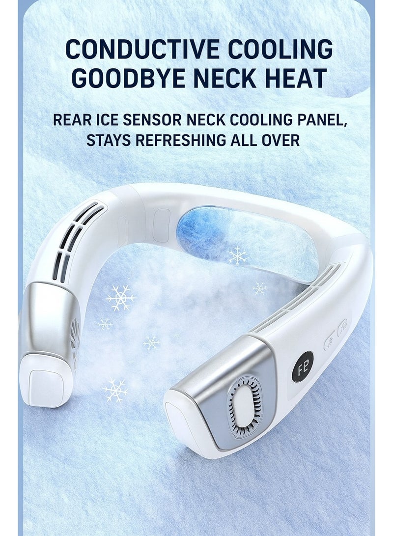 SahlTech Neck Air Conditioner - Portable Bladeless Neck Fan with Borneol Cooling · 360° Up-Down Airflow · 3-Speed LED Display · USB Recharge · Indoor/Outdoor Travel（White) - Image 5