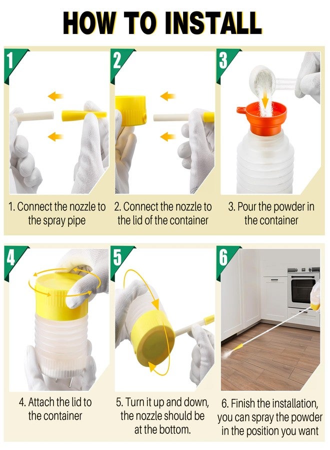 Mysora Adjustable 12'' to 36'' Diatomaceous Earth Powder Duster Kit, Diatomaceous Earth Dust Applicator with Scoop, 14g Funnel & Protective Gloves, Powder Sprayer for Indoor Outdoor Use (Yellow - Image 3