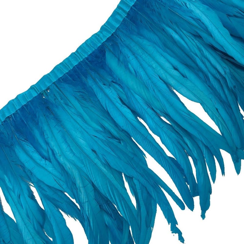 Rooster Hackle Feather Fringe Trim 10-12inch in Width Pack of 1 Yard(Turquoise)
