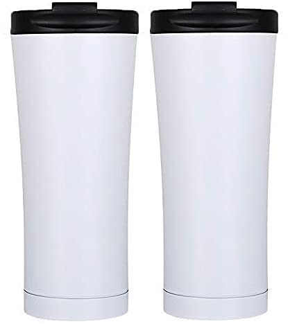 we3 500ml Stainless Steel Tumbler Double Wall Vacuum with Lid Tumblers Travel Mug Coffee Cup for Home Office Outdoor Works Great for Ice Drinks and Hot Beverage (White, Pack of 2) - Image 1