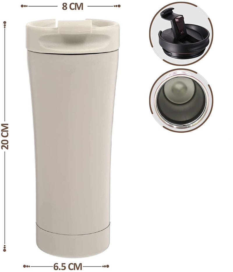 we3 500ml Stainless Steel Tumbler Double Wall Vacuum with Lid Tumblers Travel Mug Coffee Cup for Home Office Outdoor Works Great for Ice Drinks and Hot Beverage (White, Pack of 2) - Image 2