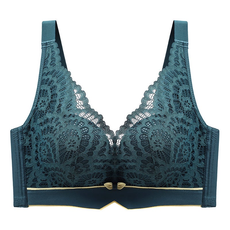Wireless Lace Bra with Adjustable Straps and Rear Closure