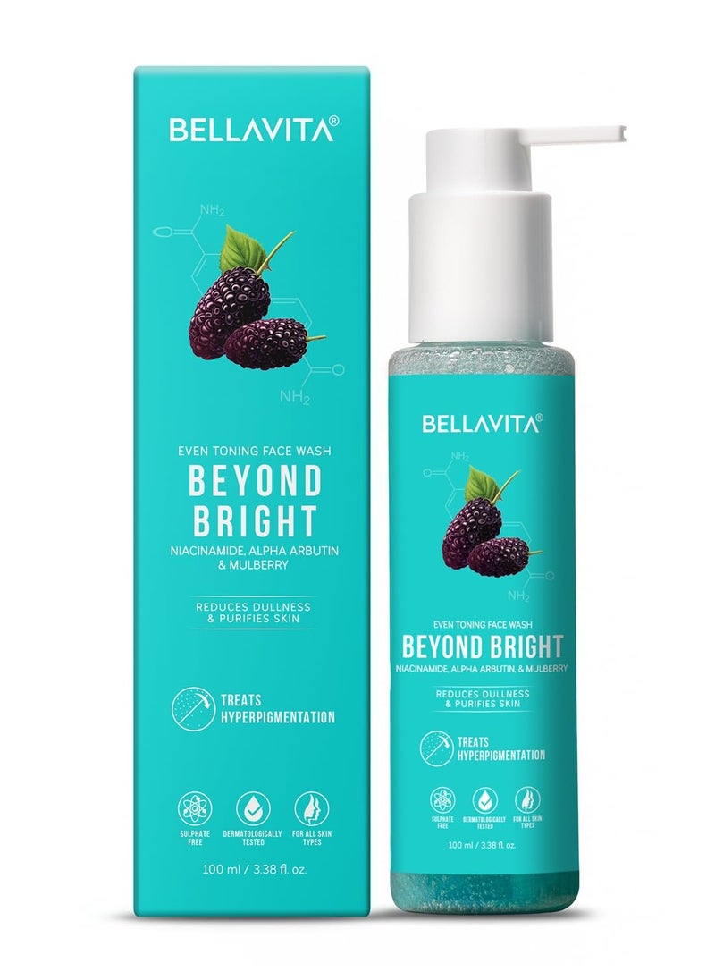 BELLAVITA Beyond Bright Face Wash | Niacinamide, Alpha Arbutin & Mulberry | Treats Pigmentation | Repairs Skin Barrier | pH Balanced | Non-Irritating | Men and Women 100 ml  - Image 1