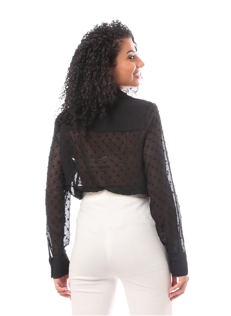 MERCH - Front Cut Dot Chiffon X Georgette Blouse - Image 1