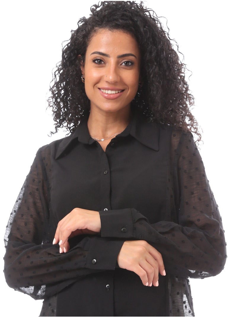 MERCH - Front Cut Dot Chiffon X Georgette Blouse - Image 1