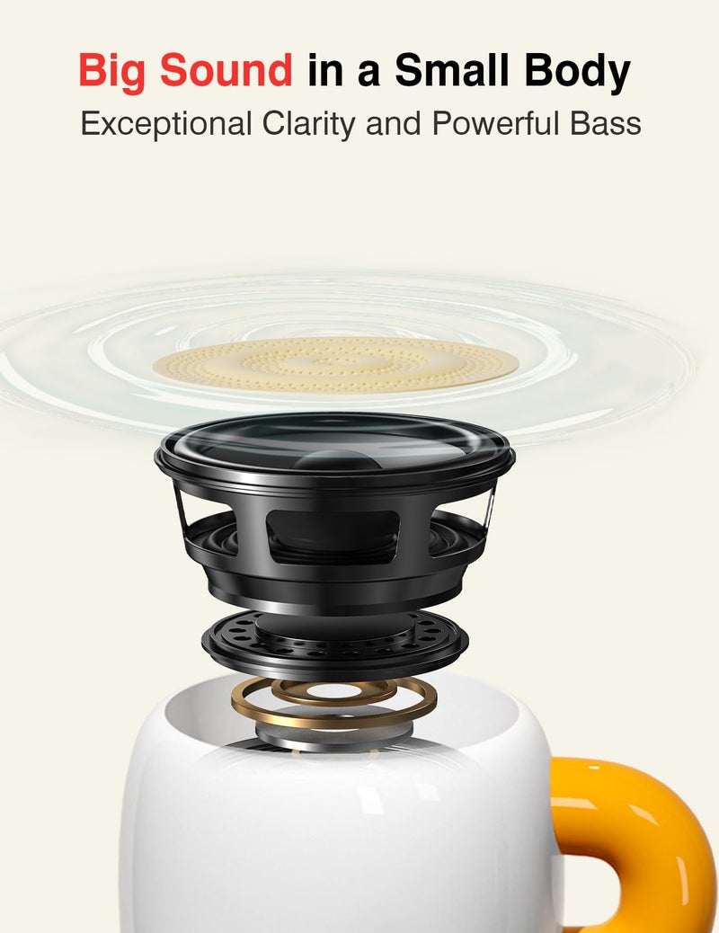 EWA Bluetooth Speaker, Mini Portable Bluetooth Speaker with Creative Cup-Shaped Design, IP67 Waterproof, Loud & Clear Sound, Ideal Gift for Desk, Travel & Holidays, A163 (White) - Image 3