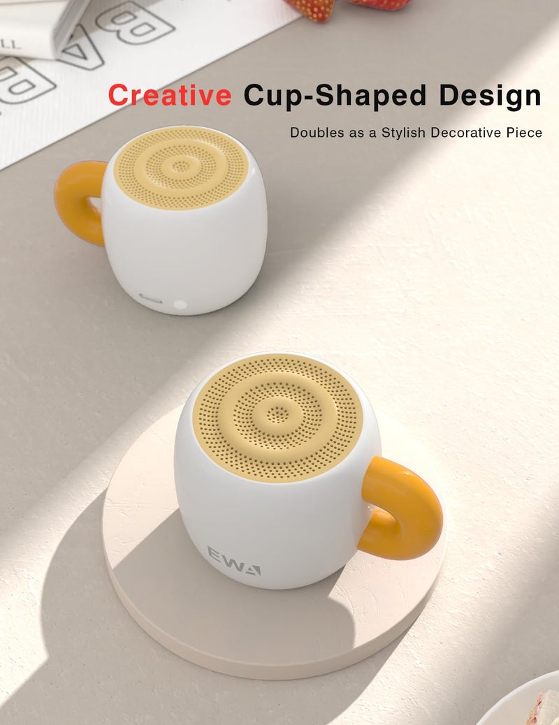 EWA Bluetooth Speaker, Mini Portable Bluetooth Speaker with Creative Cup-Shaped Design, IP67 Waterproof, Loud & Clear Sound, Ideal Gift for Desk, Travel & Holidays, A163 (White) - Image 2