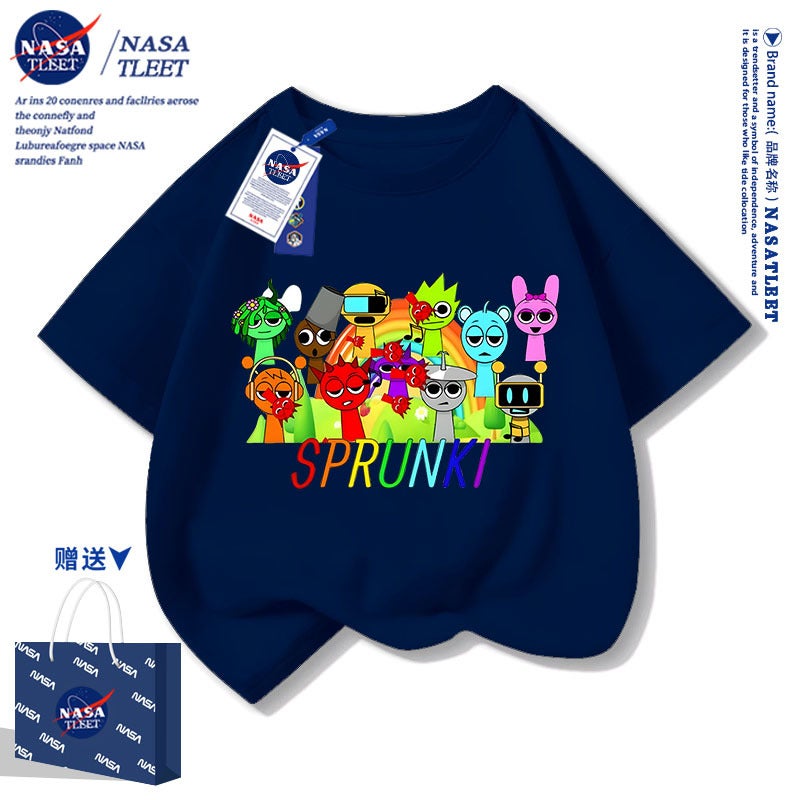 Nasa Co-Branded Short-Sleeved T-Shirt For Boys And Girls Sprunki Music Rhythm Box Clothes Kidsren'S Summer Clothes - Image 3