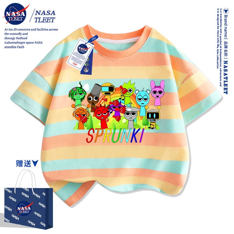 Nasa Co-Branded Short-Sleeved T-Shirt For Boys And Girls Sprunki Music Rhythm Box Clothes Kidsren'S Summer Clothes - Image 1
