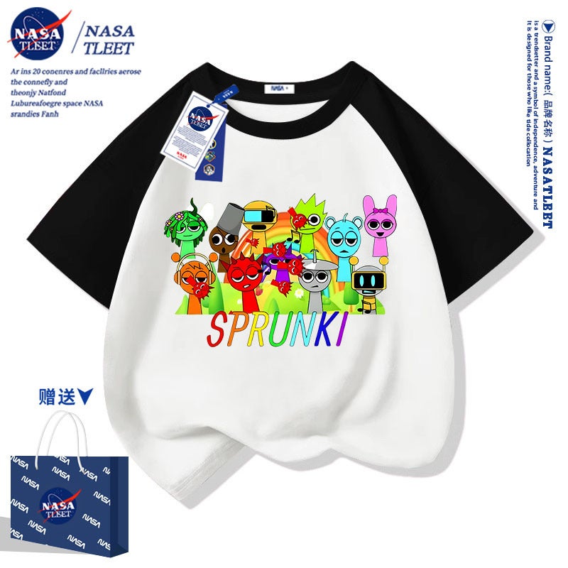 Nasa Co-Branded Short-Sleeved T-Shirt For Boys And Girls Sprunki Music Rhythm Box Clothes Kidsren'S Summer Clothes - Image 2