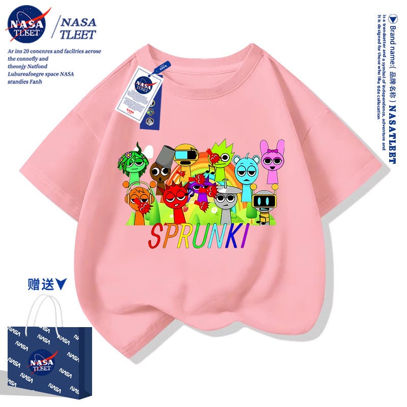 Nasa Co-Branded Short-Sleeved T-Shirt For Boys And Girls Sprunki Music Rhythm Box Clothes Kidsren'S Summer Clothes - Image 5