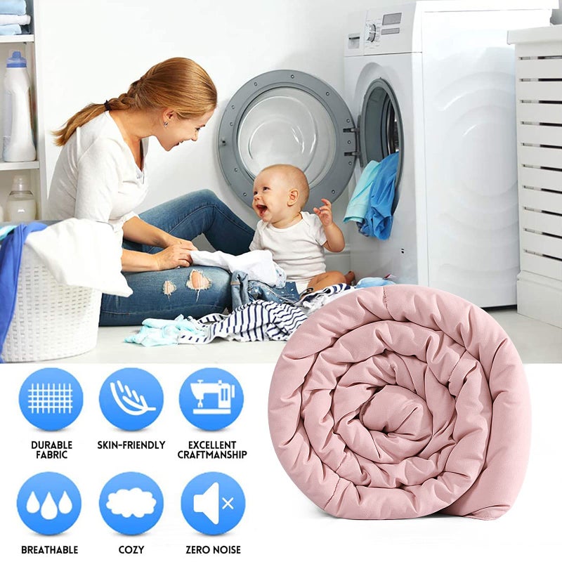 EASELAND Full Size Down Alternative Comforter - Quilted Duvet Insert for All Seasons, Soft Lightweight with Corner Tabs, Summer Winter Warm Bedding, Pink 82×86 Inches - Image 2