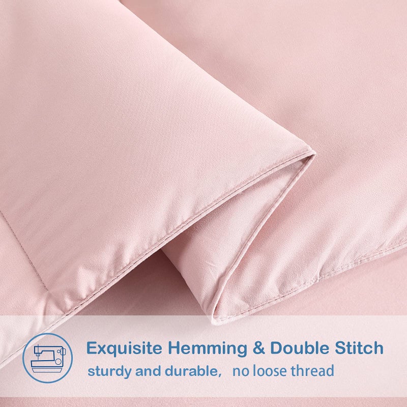 EASELAND Full Size Down Alternative Comforter - Quilted Duvet Insert for All Seasons, Soft Lightweight with Corner Tabs, Summer Winter Warm Bedding, Pink 82×86 Inches - Image 5