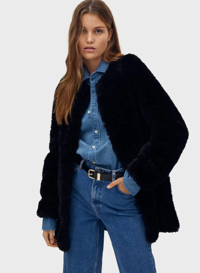 MANGO Faux Fur Coat