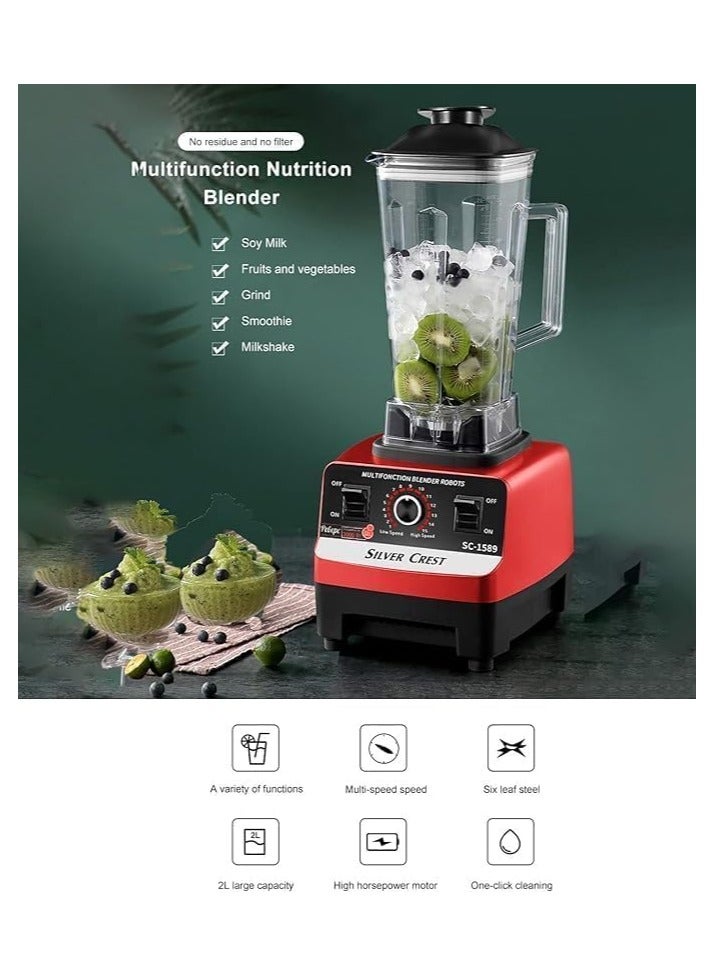 Silver Crest Multi-Function Blender with 15 Speed Settings, 4500 Watts, Timer, and Stainless Steel Construction - Image 3