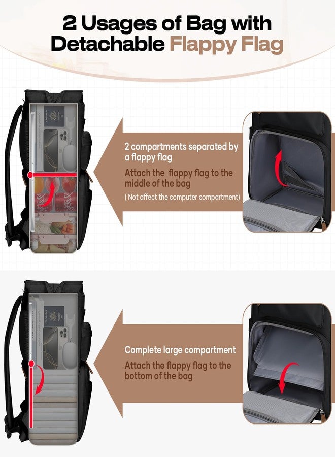 Maelstrom Travel Backpack for Women Men,Laptop Backpack Fits 15.6-17.3 Inch Laptop, Water Resistant Carry On Backpack with Detachable Lunch Box,Black - Image 2