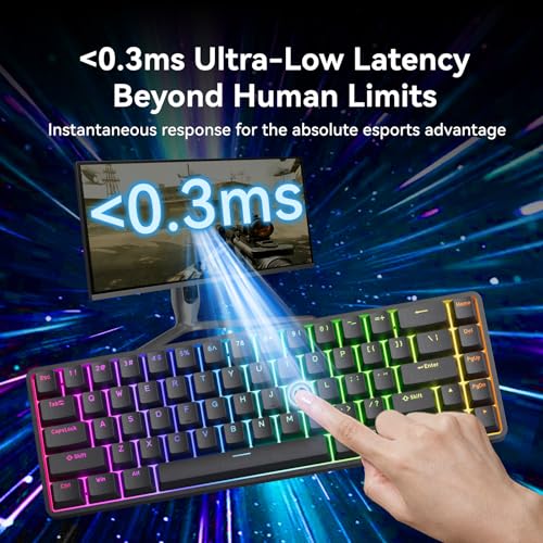 TMKB Technology Mechanical KeyBoard TMKB 60% Hall Effect Magnetic Mechanical Gaming Keyboard, 8K Hz, Web Driver No App, Rapid Trigger, Adjustable Actuation, RGB Balcklit, Wired Keyboard for PC Laptop Gamer, Black - Image 5
