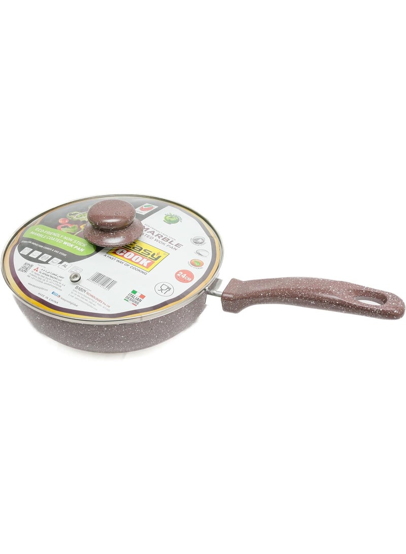 إيزي كوك مقلاة ووك مطلية بالرخام من إيزي كوك - 24 سم | مقلاة غير لاصقة للقلي السريع مطلية بالرخام - Image 3