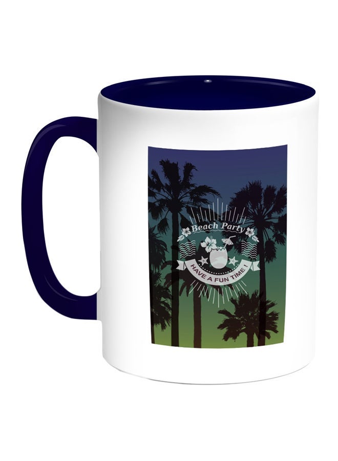 RYN Beach Party Printed Coffee Mug Blue/White/Black 11ounce