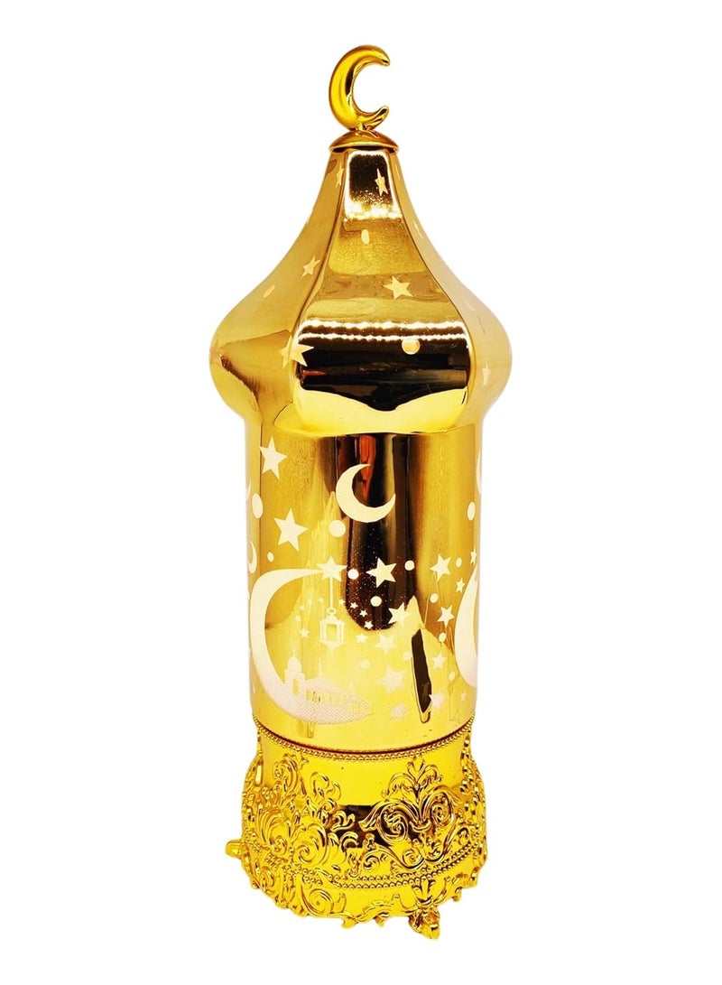 LED Ramadan Decorative Lantern, 39 cm, USB Powered, Gold Crescent Moon Design - Image 2