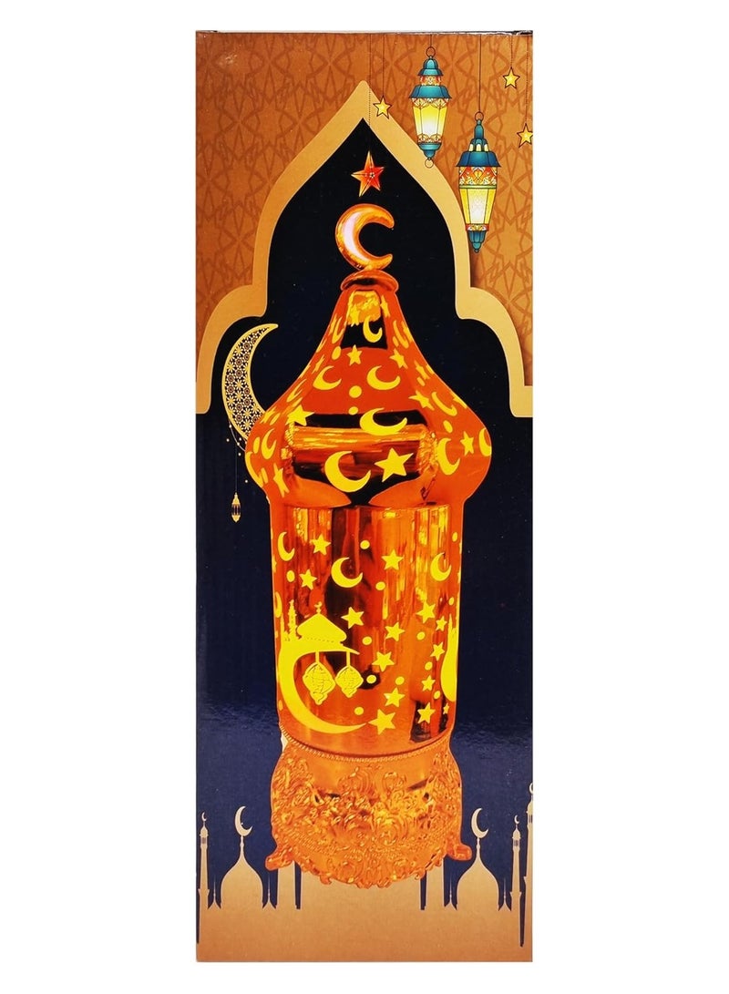 LED Ramadan Decorative Lantern, 39 cm, USB Powered, Gold Crescent Moon Design - Image 3