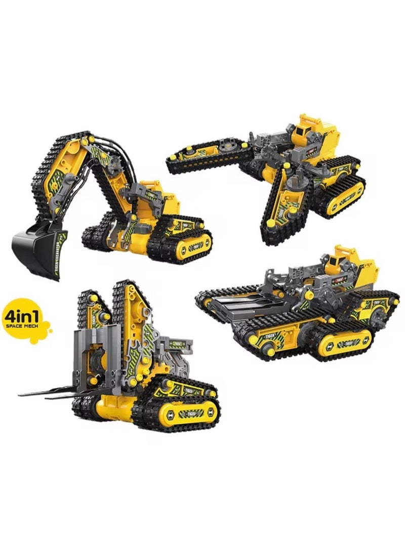 توي لاند مجموعة مركبات هندسية مجمعة 4 في 1 - لعبة شاحنة بناء تعمل بالتحكم عن بُعد - Image 2