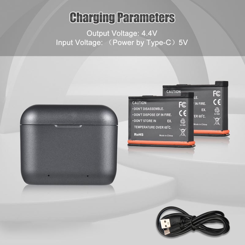 Battery Charger with 2 Battery Channels Charging Box with USB Port Pocket Charging Case with 1800mAh Batteries Compatible with Insta360 X3 - Image 3