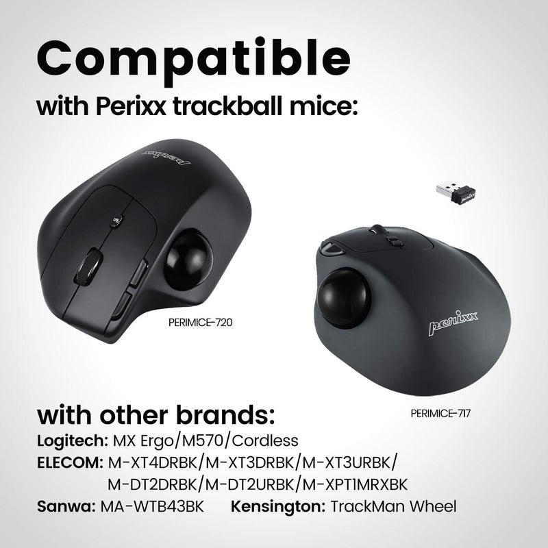 Perixx PERIPRO-303 X2D Replacement Trackball Set of 2 PERIMICE-517/717/520/720 Compatible with Logitech M575/M570 and Elecom Trackball Mouse - Polished Finish - Black and Pink 2 Color Set… - Image 4