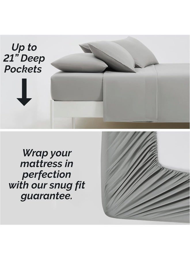 Southshore Fine Linens 6 Piece - Extra Deep Pocket Sheet Set - STEEL GRAY - King  - Image 2